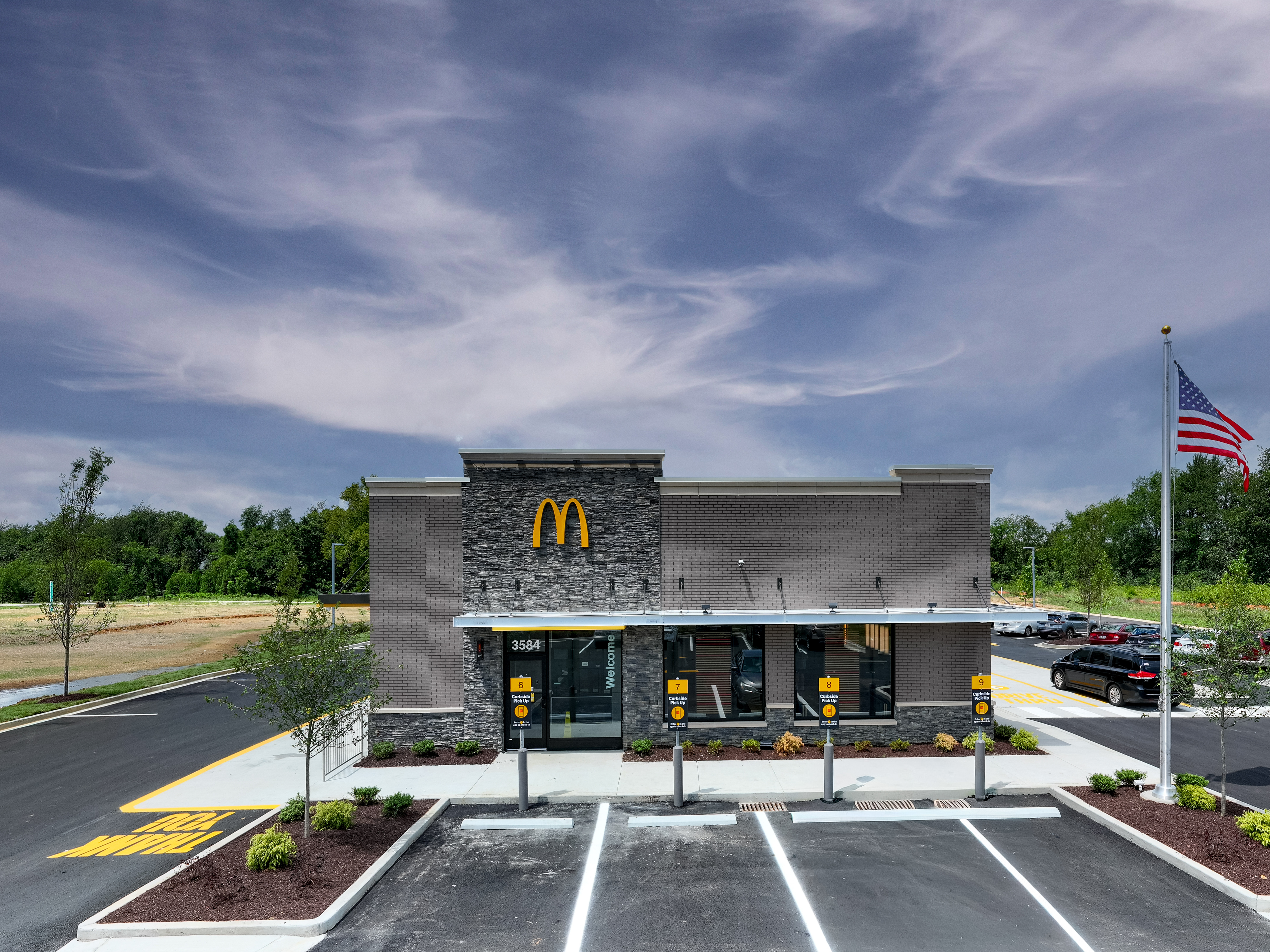 Completed front elevation of the Murfreesboro McDonald’s