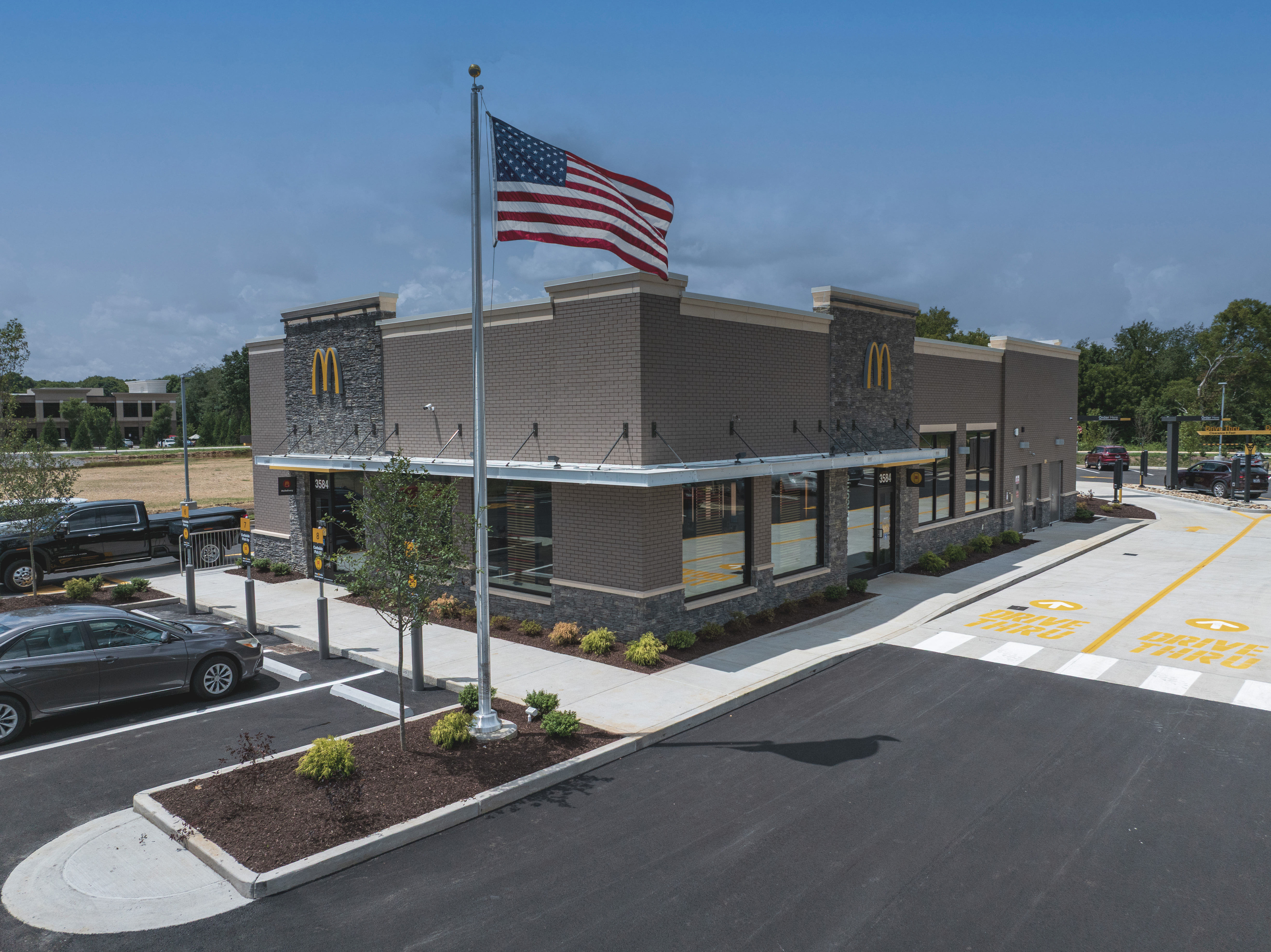 Completed McDonald’s in Murfreesboro with the American flag above the building