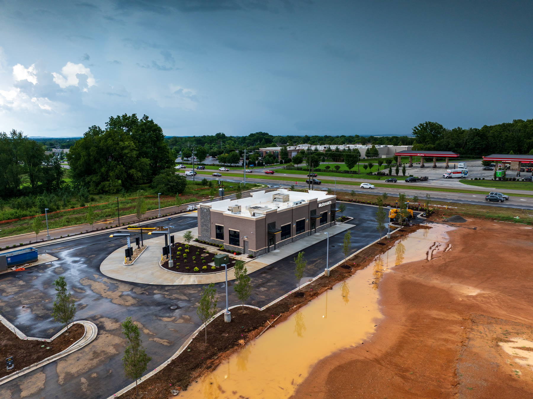 Current aerial view of the McDonald’s site